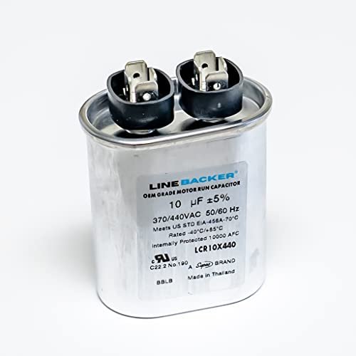 Supco Capacitor Oval Run 10 uf 370/440 Volts for HVAC Motors Compressors LCR10X440 Linebacker