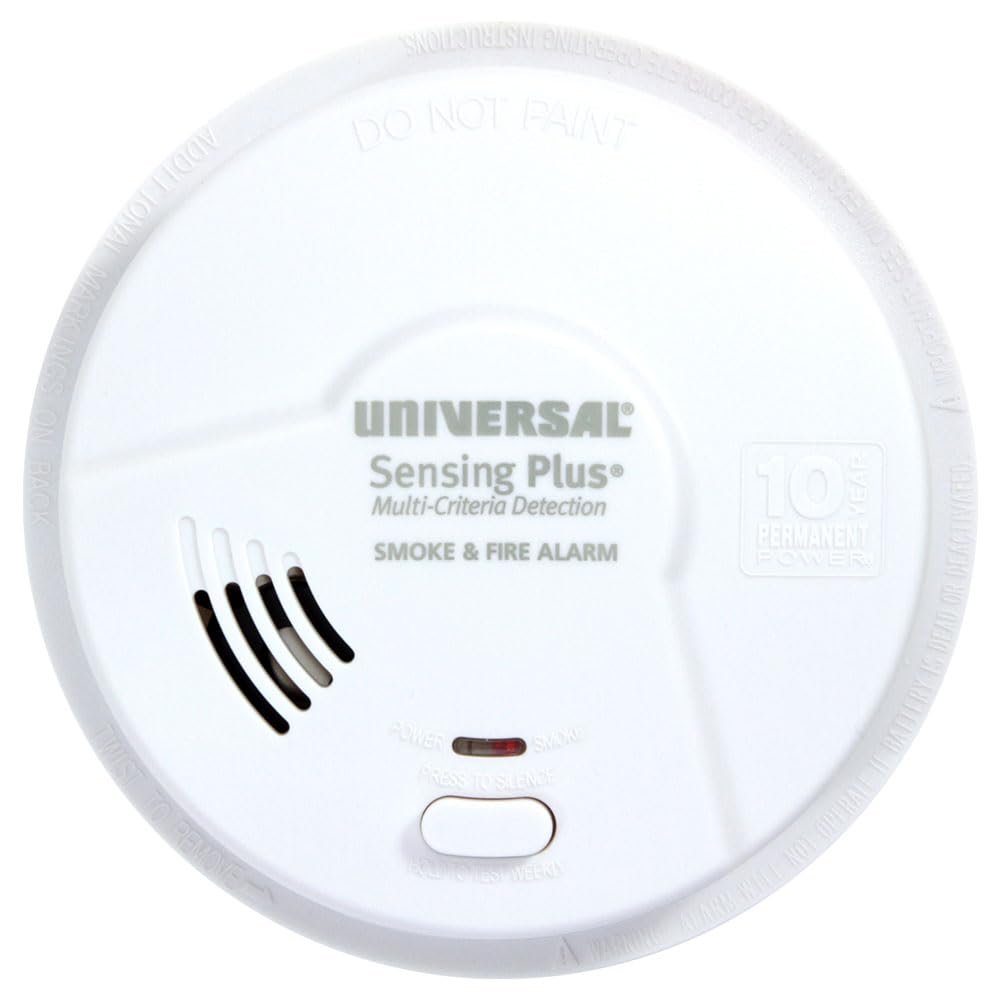 USI AMI3051SB Sensing Plus Smoke & Fire Alarm with 10 Yr Sealed Battery, 8th Edition