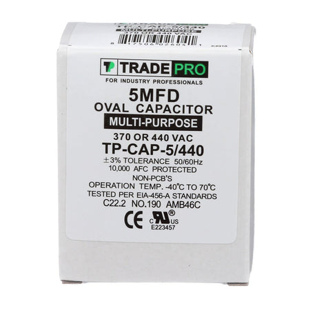 TradePro 5 MFD Oval Capacitor 370/440 Volt Oval Replacement