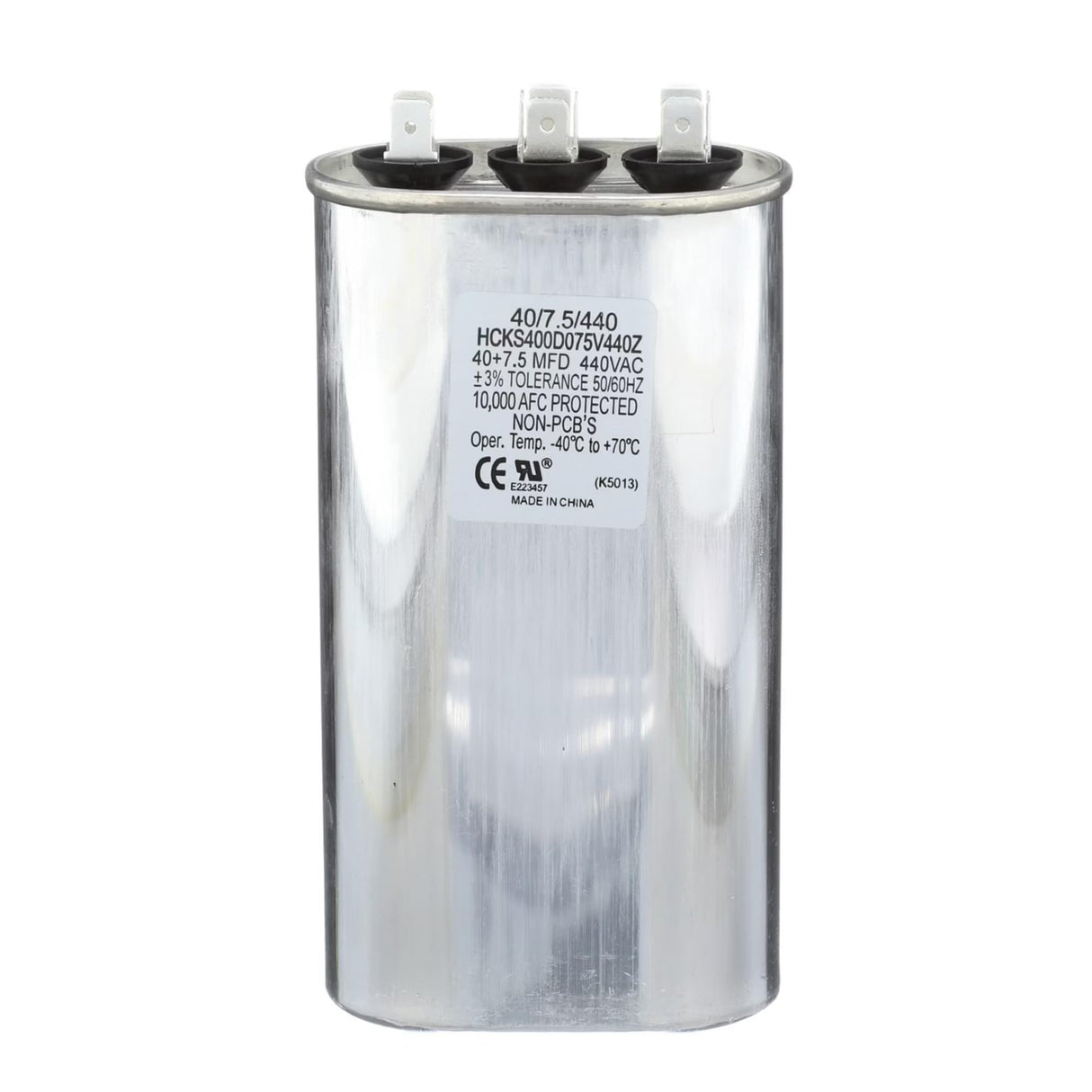 TopTech TradePro 40+7.5 MFD 440V AC Oval Run Capacitor (TP-CAP-40/7.5/440)