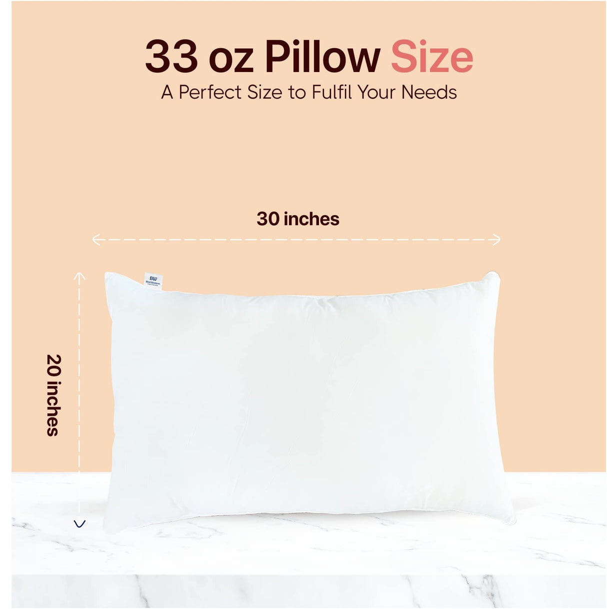 wynrest Best Western Victoria Pillow 20x30 Queen used in Best Western Hotels, Luxury Made in USA, T230 100% Cotton, Eco Adaptive Fiber Fill, Back or Stomach Sleepers, Hypoallergenic