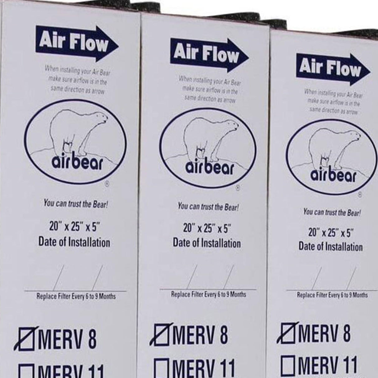 Trion 255649-102 Air Bear 20 x 25 x 5 Inch MERV 8 High Performance Air Purifier Filter Replacement for Air Bear Supreme, Right Angle, and Cub Air Cleaner Purification Systems (3 Pack)