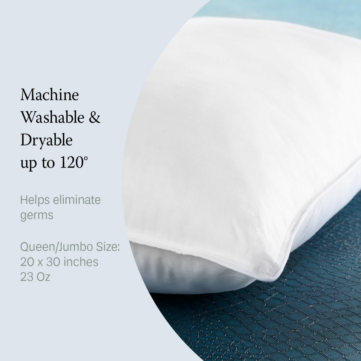 Downlite EnviroLoft Hotel Pillow – Queen/Jumbo Size 20” x 30”, Down Alternative Firm Pillow for Side Sleepers – Hypoallergenic & Luxurious 230 TC Cotton Fabric – Machine Washable/Dryable