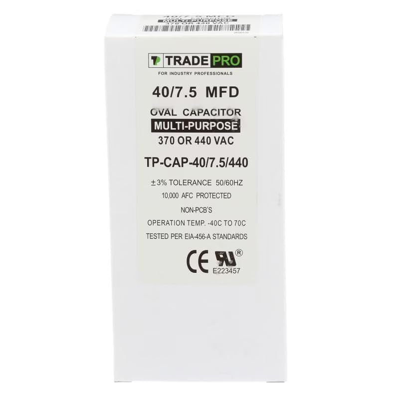 TopTech TradePro 40+7.5 MFD 440V AC Oval Run Capacitor (TP-CAP-40/7.5/440)
