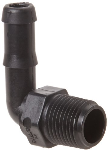 Banjo HB050-90 Polypropylene Hose Fitting, 90 Degree Elbow, 1/2" NPT Male x 1/2" Barbed