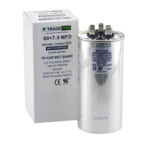 TradePro 80/7.5 MFD Replaces Both 440 and 370 Volt Round Run Capacitors Dual Capacitor TradePro 80 + 7.5
