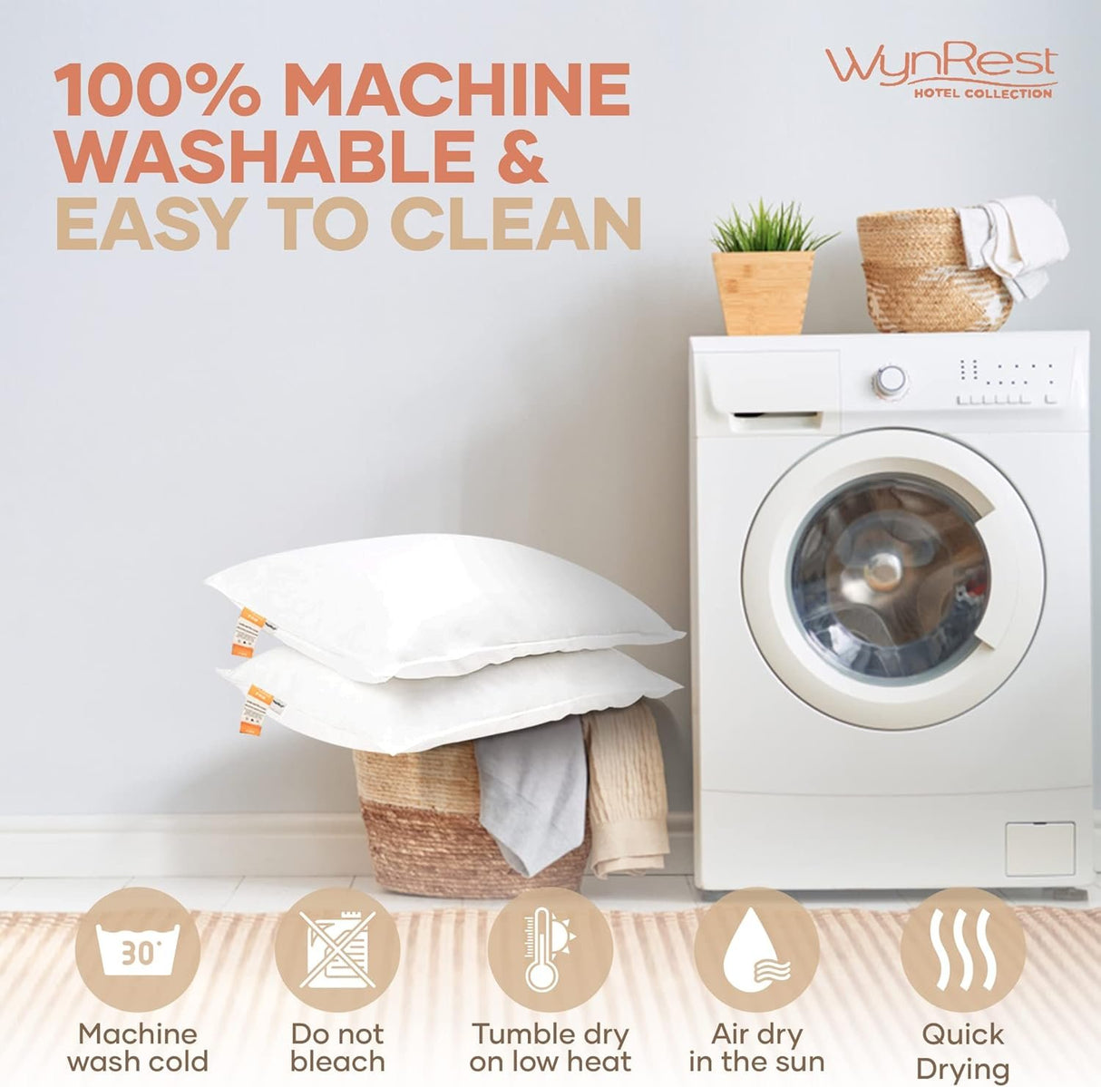 Wynrest Cluster Pillow Queen 20x30 Firm Hotel Pillow 100% Direct Firm| Used in Many Hotels & Resorts | Perfect for Back, Side, Sleepers (1, 20x30)