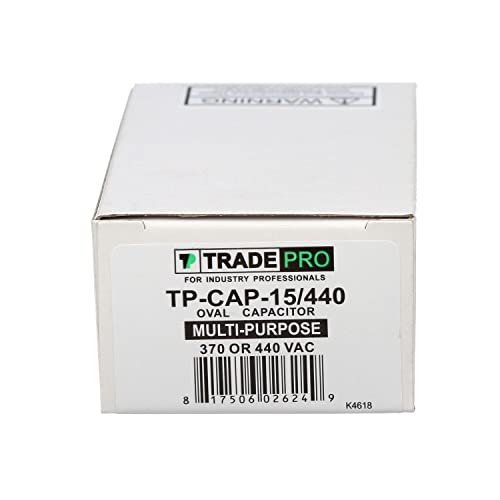 TradePro (TP-CAP-15/440) 15 MFD (Microfarads) 440 Volt Oval Single Run Capacitor | 60,000 Hour Operating Life, Aluminum Composition, -40°F to 158°F (-40°C to 70°C) Temperature Range