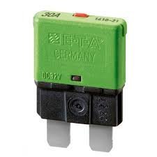E-T-A Circuit Protection and Control 1610-21-30A, Circuit Breaker; Therm; Push; Cur-Rtg 30A; Socket; 1 Pole; Vol-Rtg 28VDC; Blade Snap