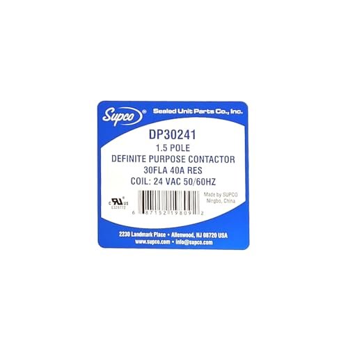 Supco DP30241 Contactor 30 FLA 40 RLA 24 Volts 1.5 Pole