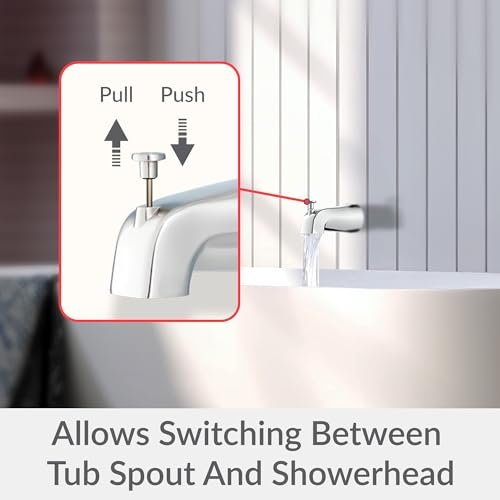 Proplus 101017 Bathtub Spout with Diverter Repair Kit in Chrome – Universal Replacement for Tub Diverter Spout, Easy Installation