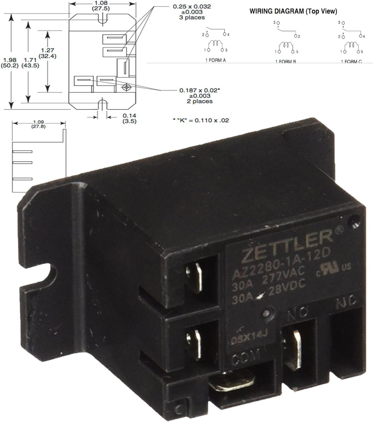 American Zettler Power Relay for Atwood 93849 Water Heater Relay Kit RV Parts