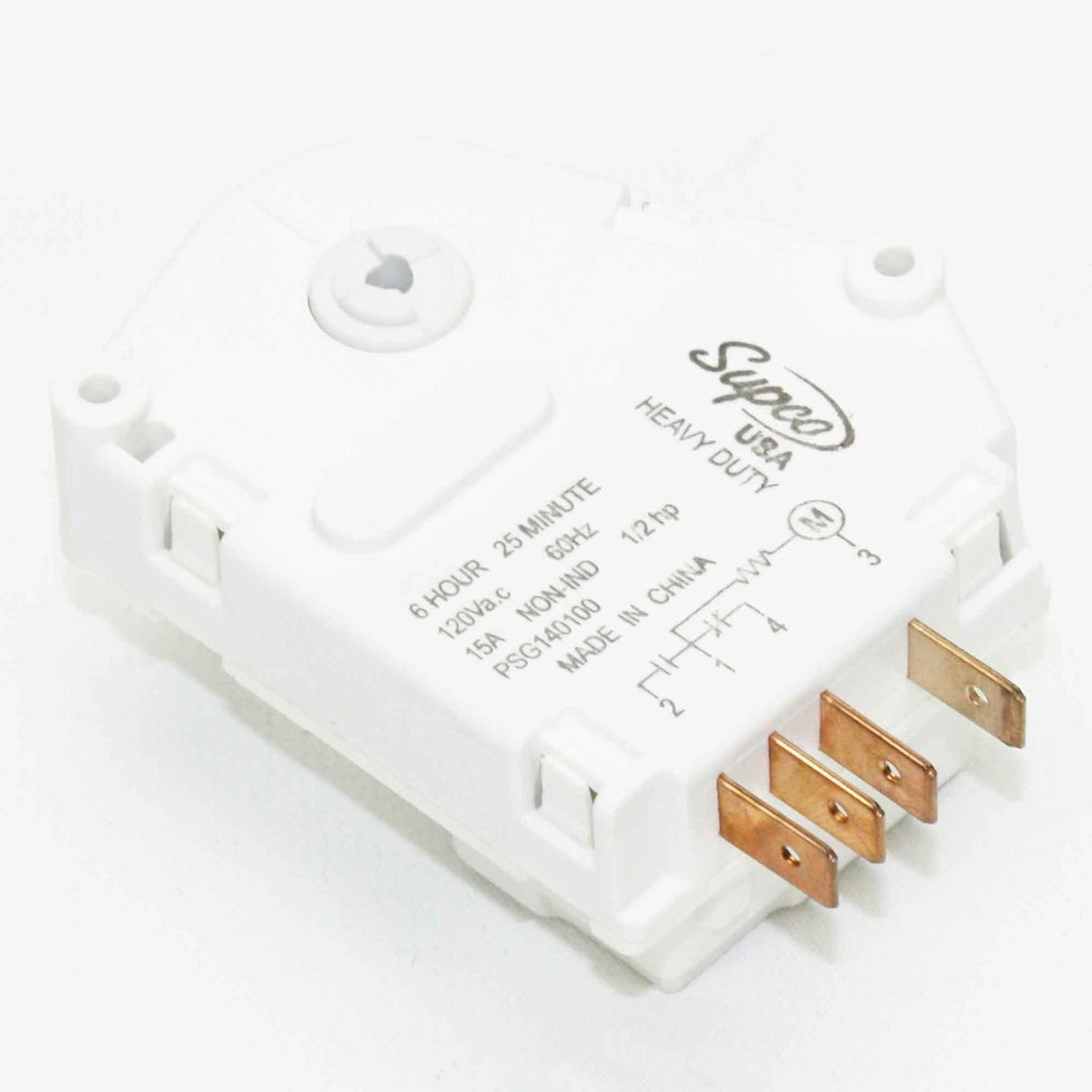 Supco SPG1401GE 6 Hour 25 Minute Defrost Timer For GE WR9X480, Gemline CC923, Maytag R0168026 Description change to:Supco SPG1401GE 6 Hour 25 Minute Defrost Timer