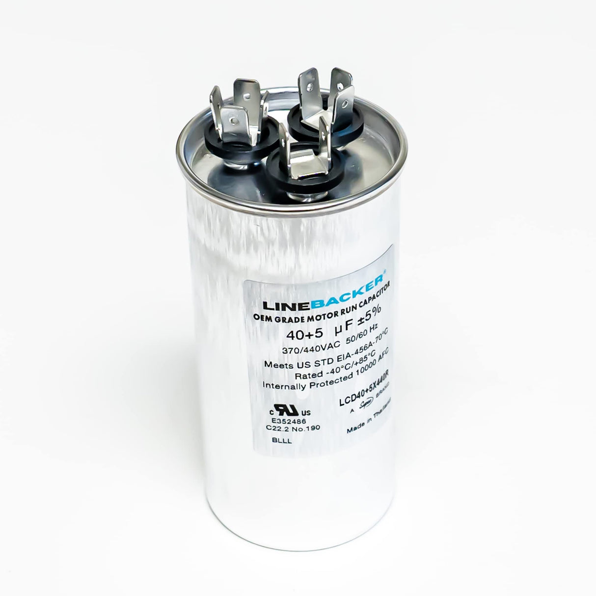 Supco Capacitor Round Dual Run 40 + 5 uf 370/440 Volts for HVAC Motors Compressors LCD40+5X440R Linebacker