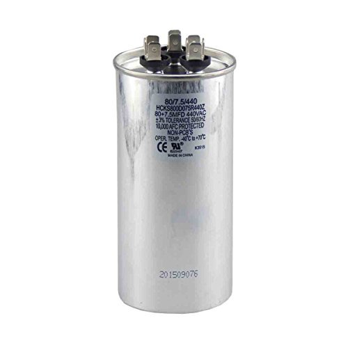 TradePro 80/7.5 MFD Replaces Both 440 and 370 Volt Round Run Capacitors Dual Capacitor TradePro 80 + 7.5