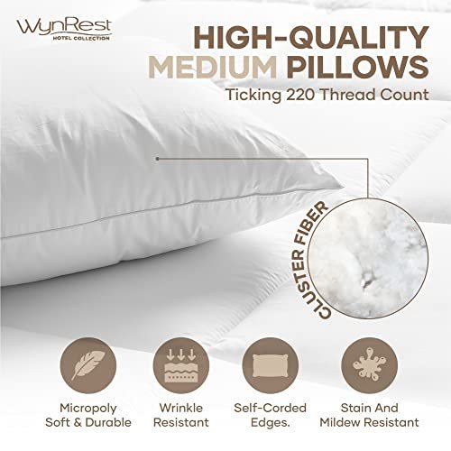 Wynrest Cluster Pillow Queen 20x30 Soft Medium Hotel Pillow 100% Direct Medium| Used in Many Hotels & Resorts (1, 20x30)