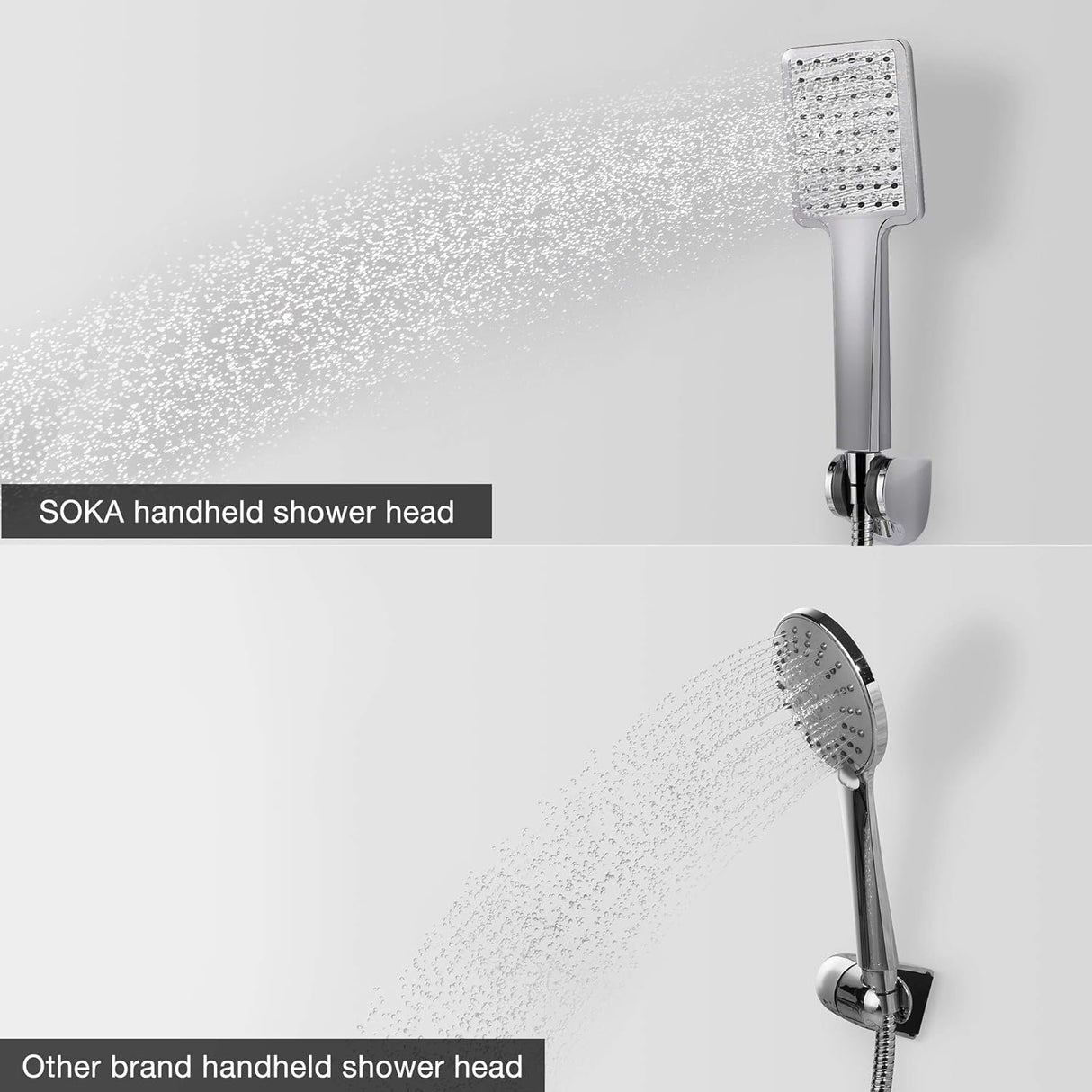 SOKA Shower Faucet Set Chrome 10 Inch Rainfall Shower Head And High Pressure Handheld Shower Head Rain Shower System Shower Trim Kit with Valve Pressure Balance Wall Mount Square Shower Combo Set