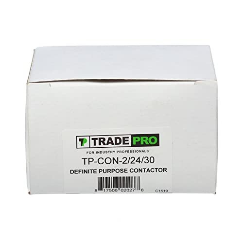 TradePro (TP-CON-2/24/30) 24 Volt 30 Amp Definite Purpose 2 Pole Contactor | 30 Full Load Amps (FLA) Rating, Silver Cadmium Oxide Contacts, -40°F to 150°F Temperature Range