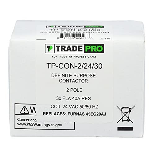 TradePro (TP-CON-2/24/30) 24 Volt 30 Amp Definite Purpose 2 Pole Contactor | 30 Full Load Amps (FLA) Rating, Silver Cadmium Oxide Contacts, -40°F to 150°F Temperature Range