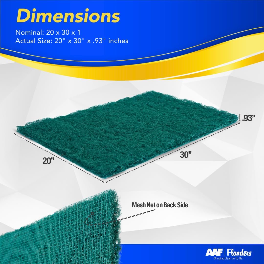 Flanders NaturalAire Reusable Air Filter 20x30x1 - Cut to Fit Material for Furnace, HVAC, & AC Vents - Washable Natural Fibers