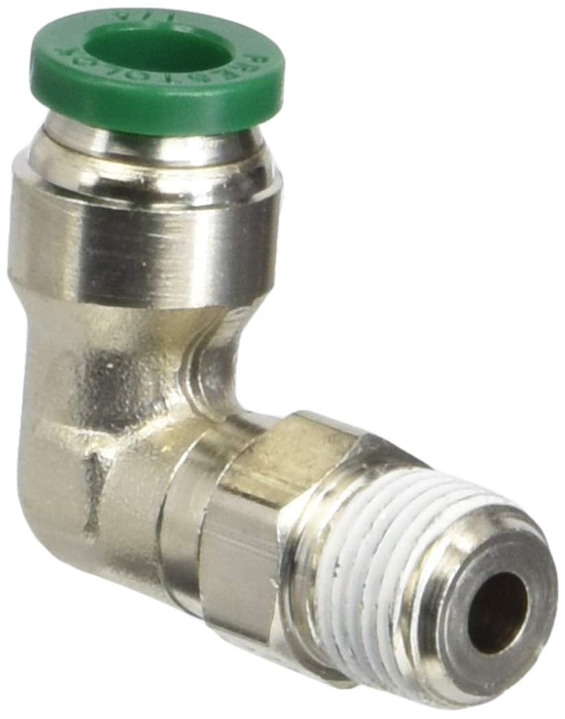 Parker W169PLP-4-2-pk10 Prestolok PLP Male Elbow Swivel 90 Degree Push-to-Connect Fitting, Nickel Plated Brass, 1/4" Push-to-Connect Tube x 1/8" Male NPTF (Pack of 10)