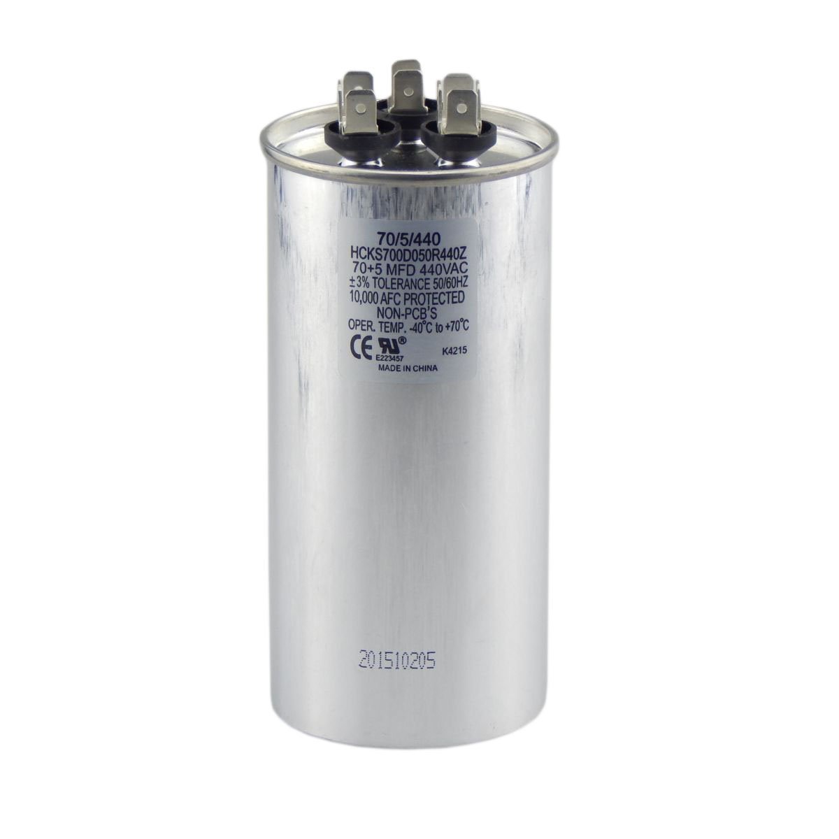 TradePro 70/5 MFD 370/440 Volt Round Dual Run Capacitor