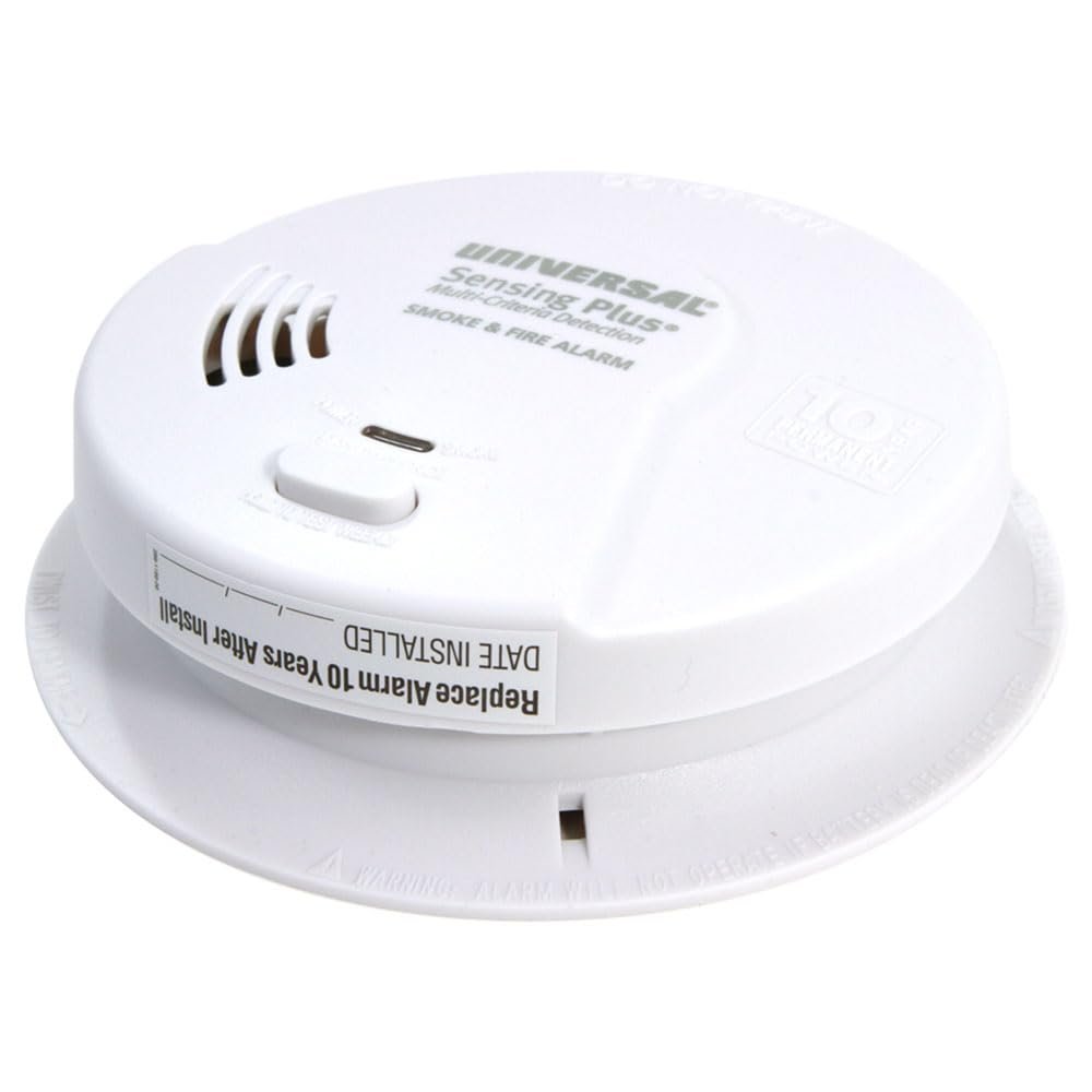 USI AMI3051SB Sensing Plus Smoke & Fire Alarm with 10 Yr Sealed Battery, 8th Edition