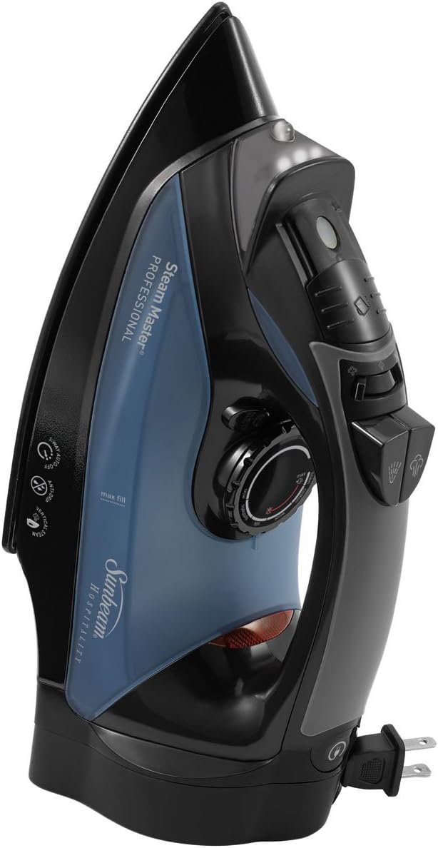 Sunbeam 4275-200 GreenSense SteamMaster Full Size Professional Iron with Retractable Cord and ClearView, Black