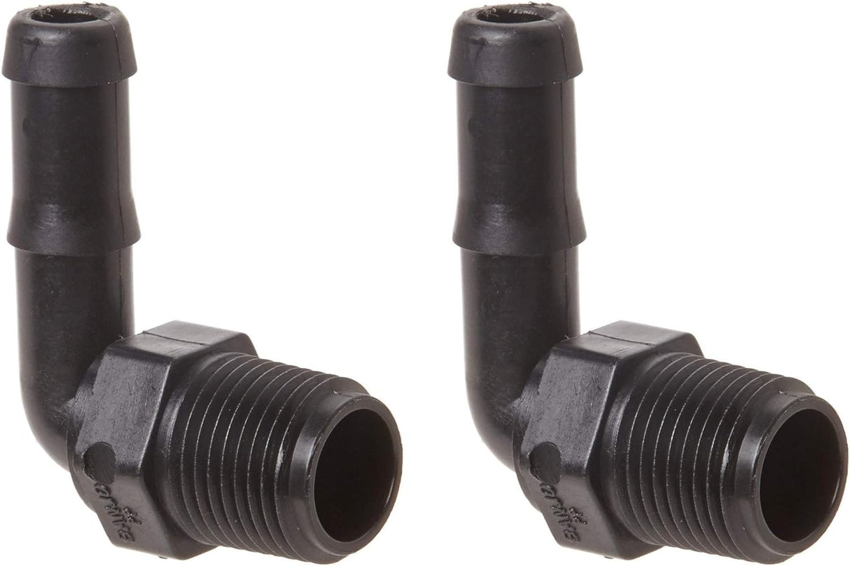 Banjo HB050-90 Polypropylene Hose Fitting, 90 Degree Elbow, 1/2" NPT Male x 1/2" Barbed (Two Pack)