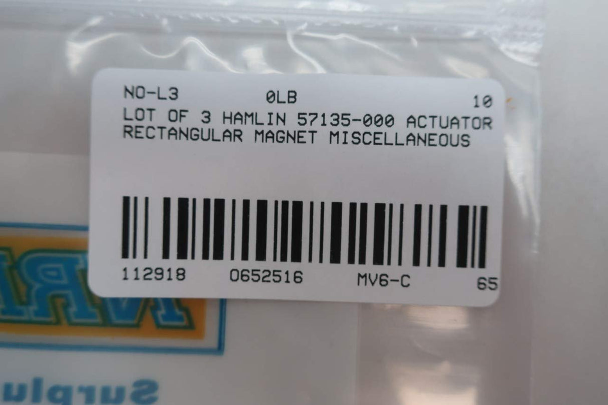 LOT of 3 HAMLIN 57135-000 Actuator Rectangular Magnet D652516
