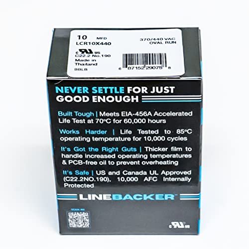 Supco Capacitor Oval Run 10 uf 370/440 Volts for HVAC Motors Compressors LCR10X440 Linebacker