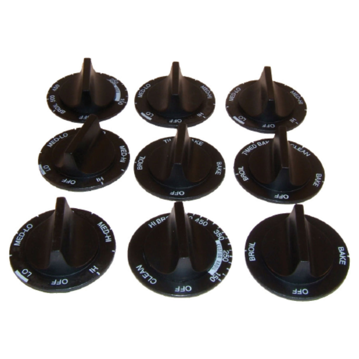 Supco RK362 Direct Replacement Range Knob Set For Whirlpool 814362, 3149928, 3150345, Set of 9 Knobs