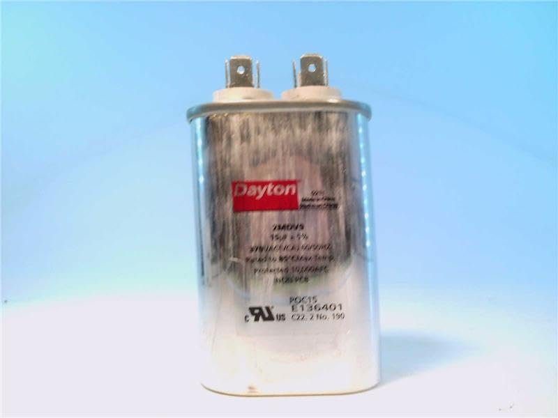 Dayton 2MDV9 (15MFD), 3-5/8 INCH. H, 370VAC, 50/60HZ, Motor Run Capacitor, Oval