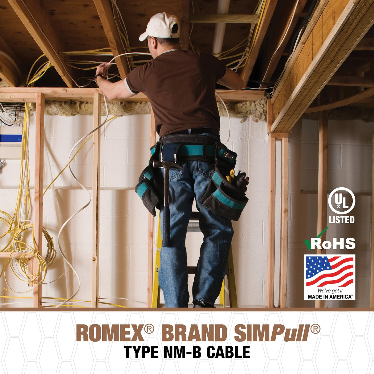 Southwire Romex Brand Simpull Solid Indoor 14/2 W/G NMB Cable 25ft coil - SW# 28827421