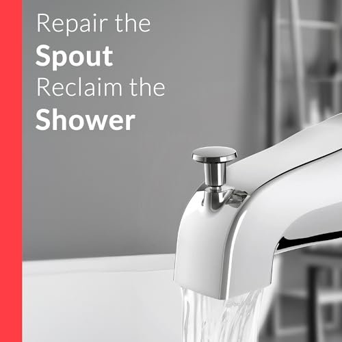Proplus 101017 Bathtub Spout with Diverter Repair Kit in Chrome – Universal Replacement for Tub Diverter Spout, Easy Installation
