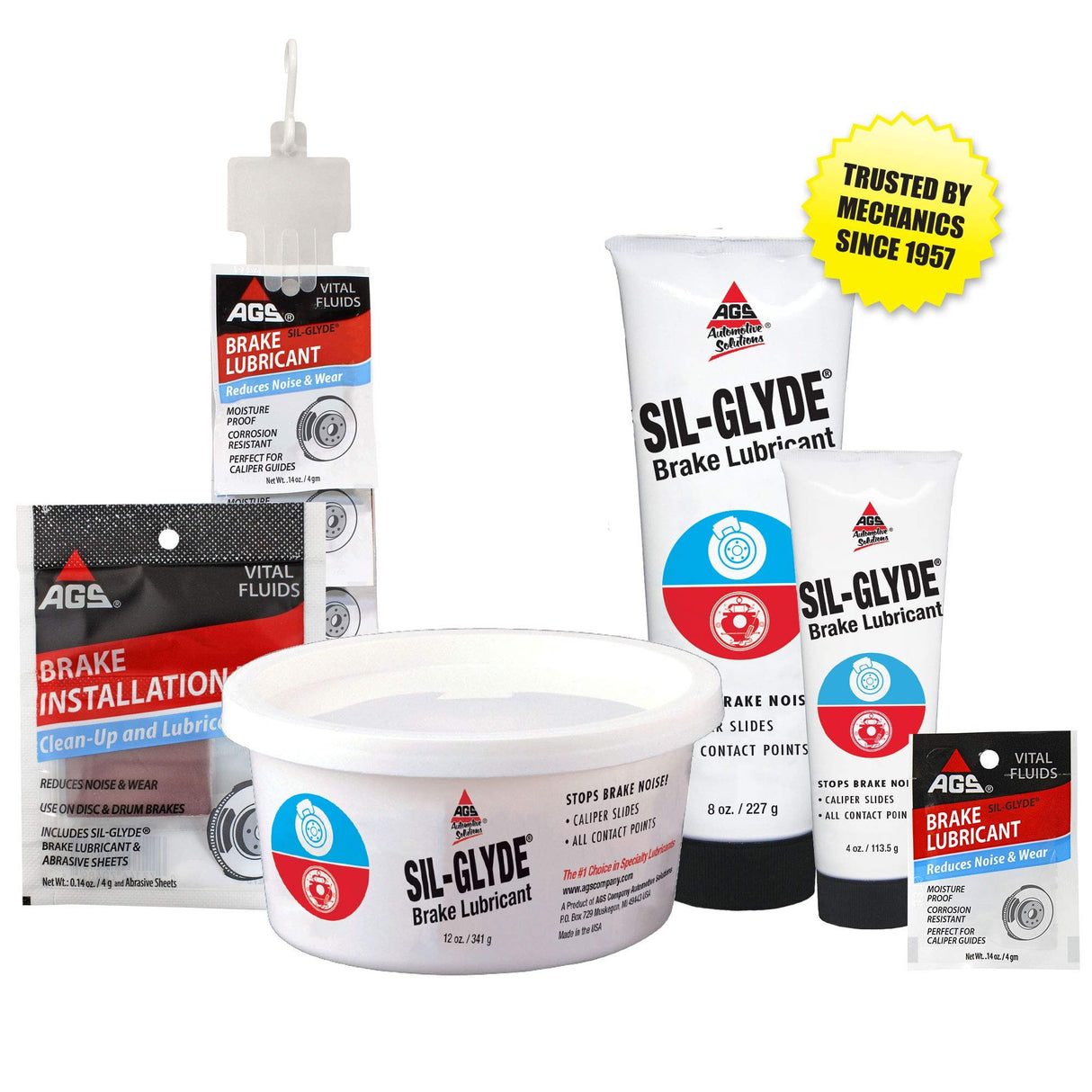 AGS Automotive Solutions SIL-Glyde Multi-Purpose All-Weather Lubricating Compound for All Surfaces - 8 oz Tube, Versitle Multi-Purpose Lubrication, All Weather, Auto, Home, Farm and Shop