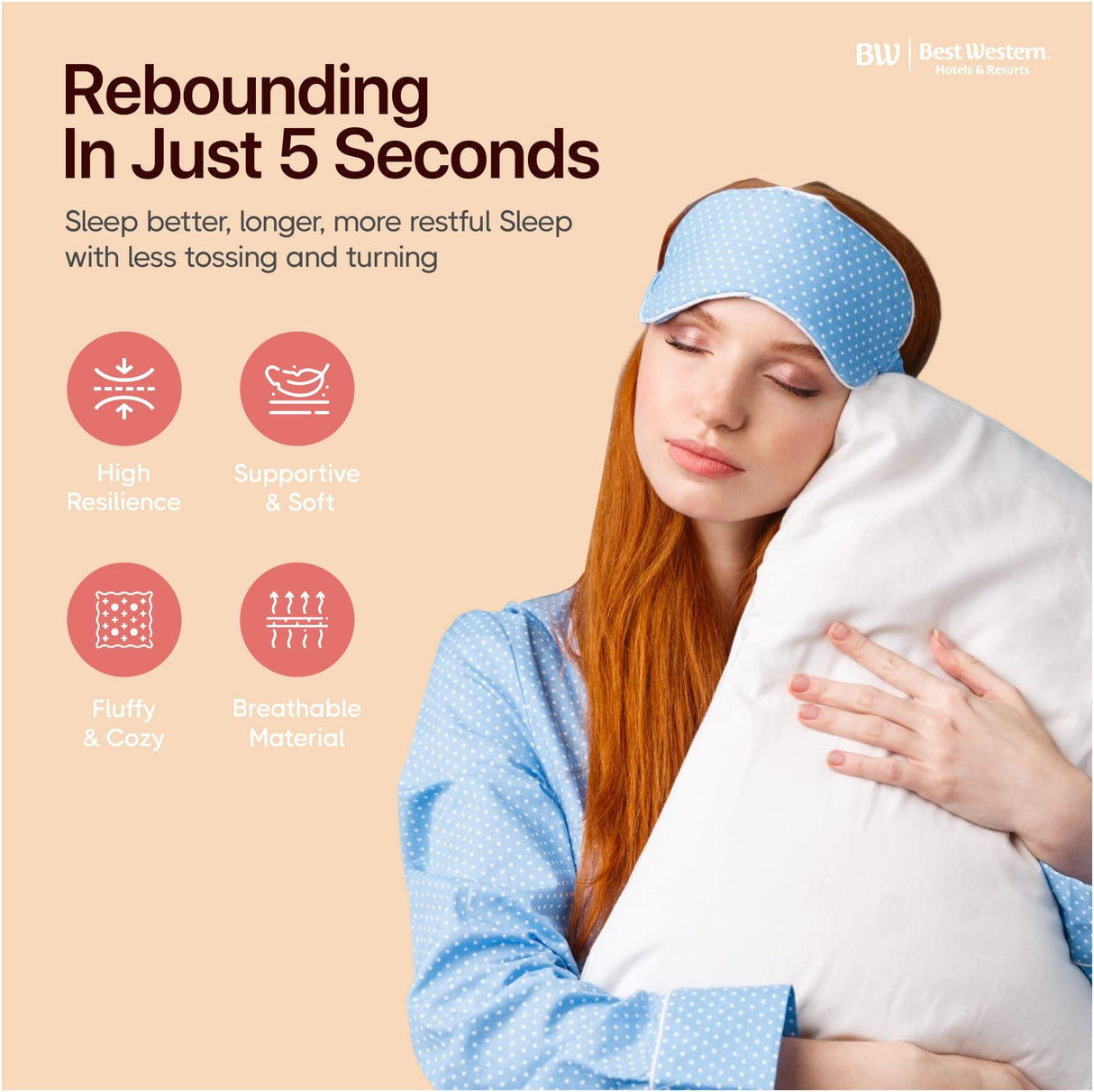 Best Western Victoria Pillow Used in Hotels, Luxury Made in USA, T230 100% Cotton, Eco Adaptive Fiber Fill, Back or Stomach Sleepers, (2, 20X36)