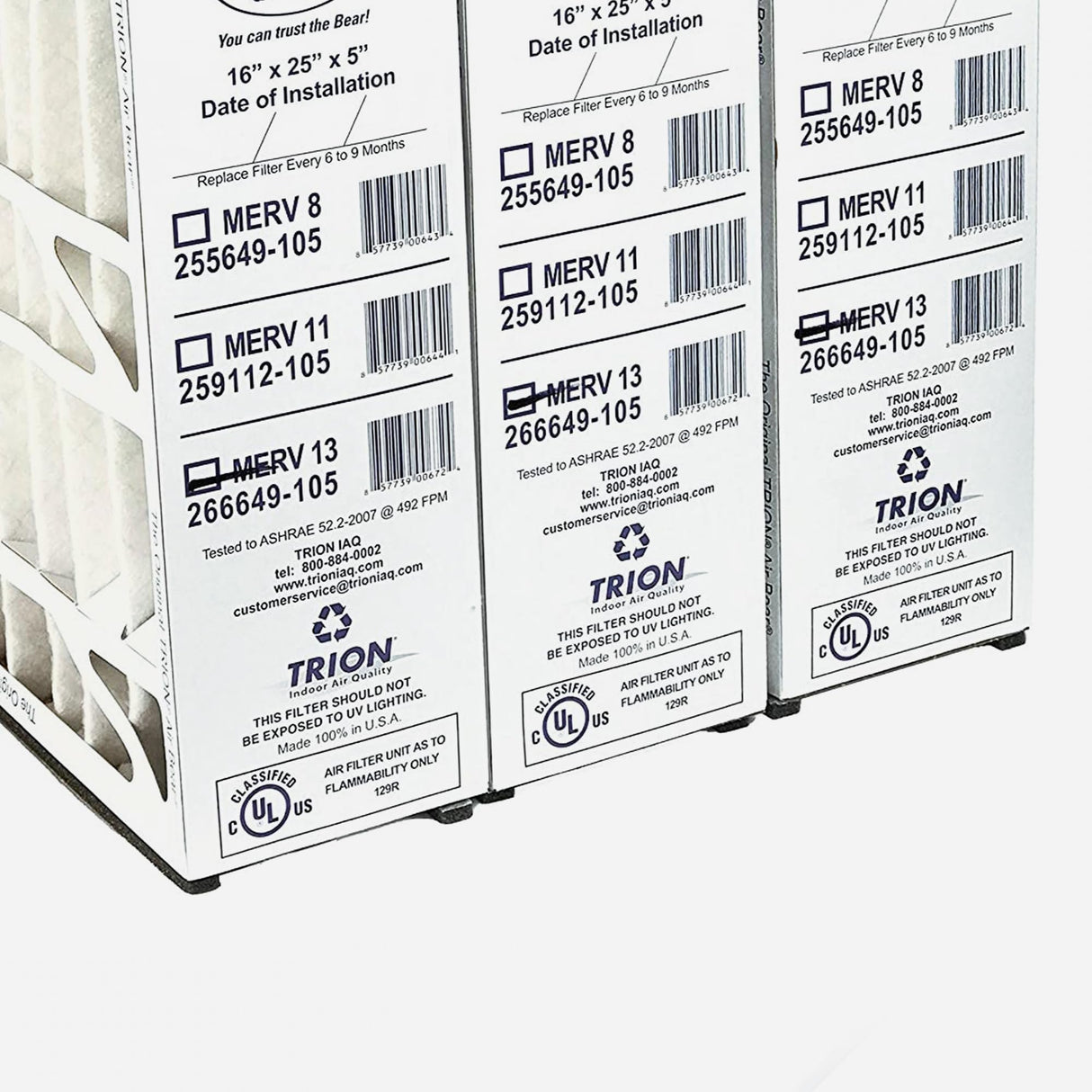 Trion Air Bear 5 Inch MERV 13 High Performance Air Purifier Filter Replacement for Air Cleaner Purification Systems, White (3 Pack)