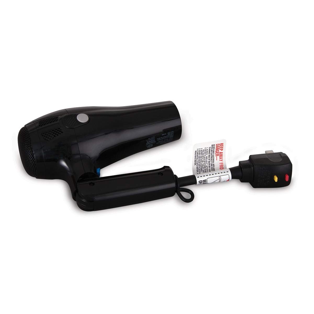 Sunbeam HD3010-005 Retractable Cord Folding Handheld Hair Dryer with Concentrator, 1875 Watts, Cool Shot Button, Tourmaline Ionic, Black