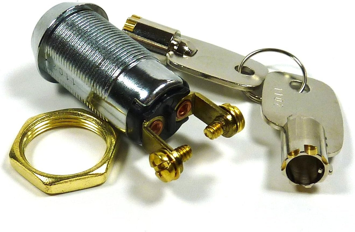 Philmore 5/8" On/Off Key Switch Lock SPST Key Removable On Or Off With 2 Keys and Nut; 30-10078