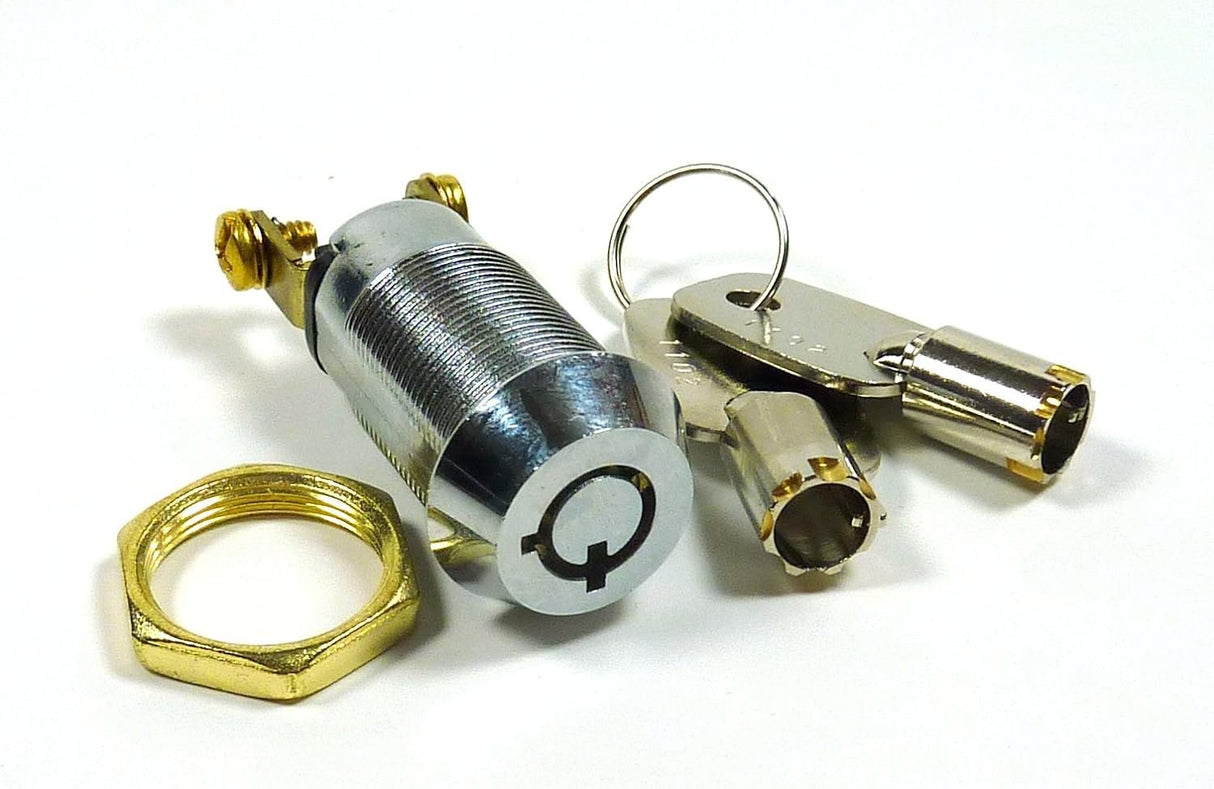 Philmore 5/8" On/Off Key Switch Lock SPST Key Removable On Or Off With 2 Keys and Nut; 30-10078